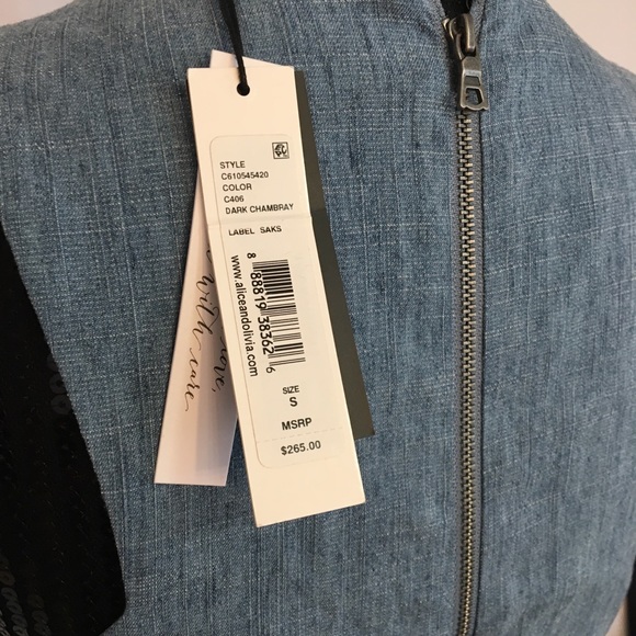 NWT Alice + Olivia jean dress. Size small - Picture 4 of 6